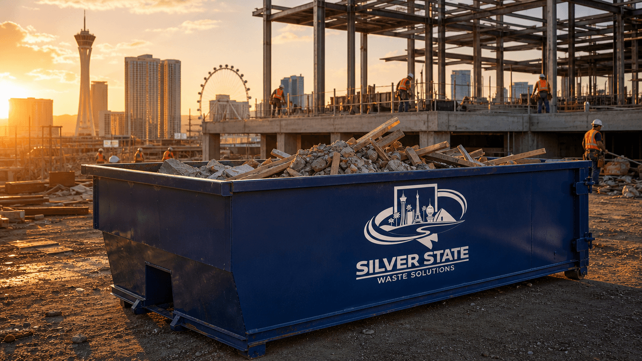 Silver State Waste Solutions dumpster at Las Vegas construction site